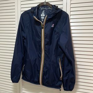 K Way rain jacket water resistant with hood! Like new, Size M, navy blue